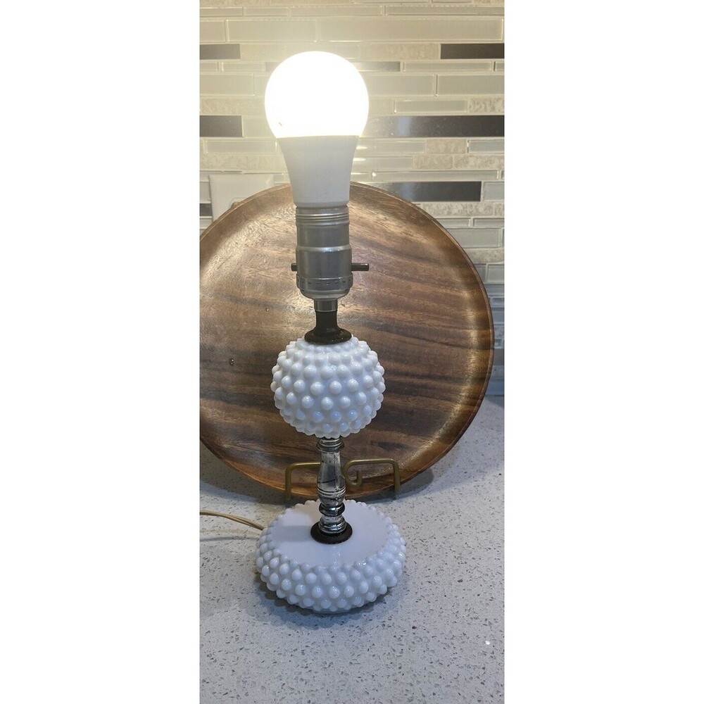 Vintage Milkglass Hobnob Lamp. 10 Inches Tall.  Cottagecore/grannycore